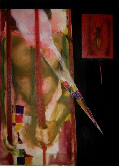 Pintura intitulada "A aflição do Homem…" por Bernardes Paixão, Obras de arte originais, Óleo