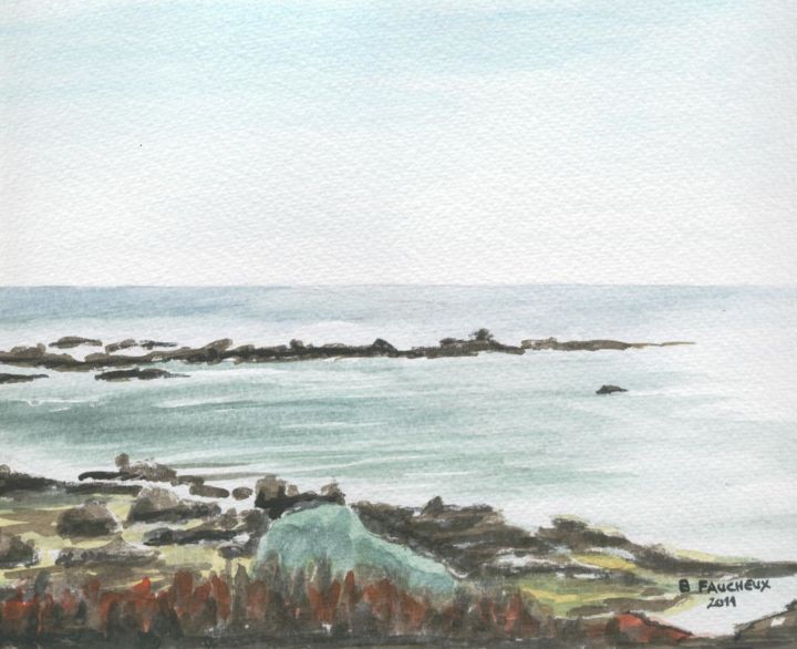 Painting titled "aquarelle la cote s…" by Bernard Faucheux, Original Artwork