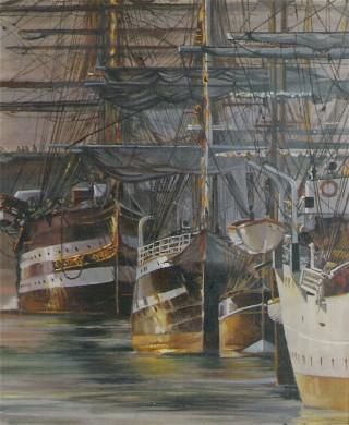 Peinture intitulée "Armada à Rouen" par Bernard Fosse, Œuvre d'art originale, Huile