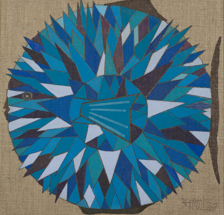 Peinture intitulée "Poisson Bleu" par Bernard Gentili, Œuvre d'art originale, Acrylique
