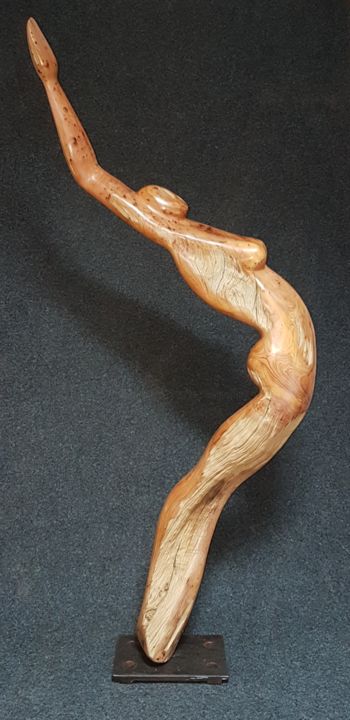 Sculpture titled "Ariane - 20210619" by Bernard Geoffroy, Original Artwork, Wood