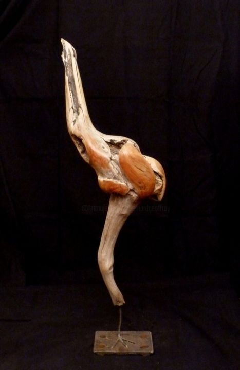 Скульптура под названием "Echassier" - Bernard Geoffroy, Подлинное произведение искусства, Дерево
