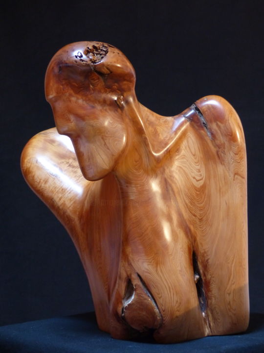 Sculpture titled "Ange Gabriel" by Bernard Geoffroy, Original Artwork, Wood