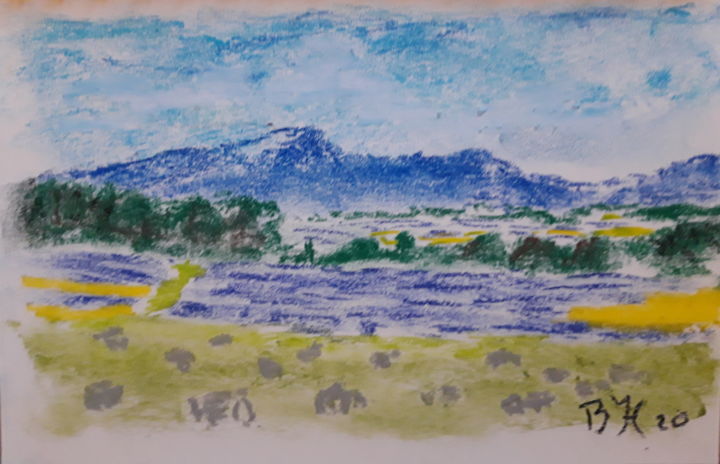 Drawing titled "Dans le Luberon" by Bernard Hoenig, Original Artwork, Pastel