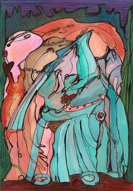 Peinture intitulée "LA MARIEE SE DEFLOR…" par Virgile Bernardi, Œuvre d'art originale, Huile