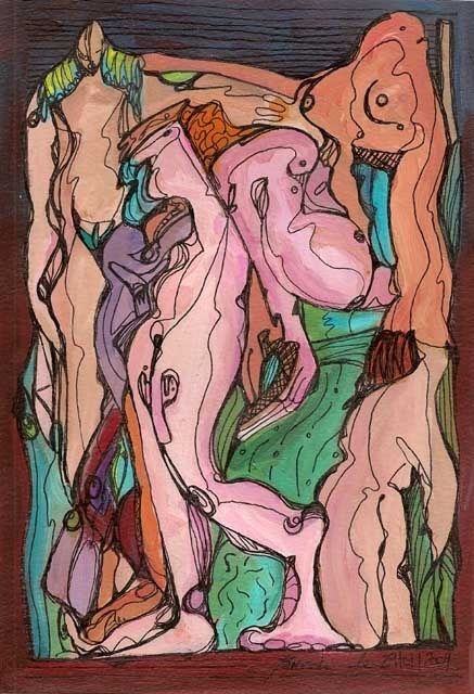 Peinture intitulée "ELEGANCE NONCHALENT…" par Virgile Bernardi, Œuvre d'art originale, Huile