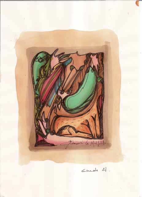 Dessin intitulée "UNE LOUTRE QUI PASS…" par Virgile Bernardi, Œuvre d'art originale, Autre