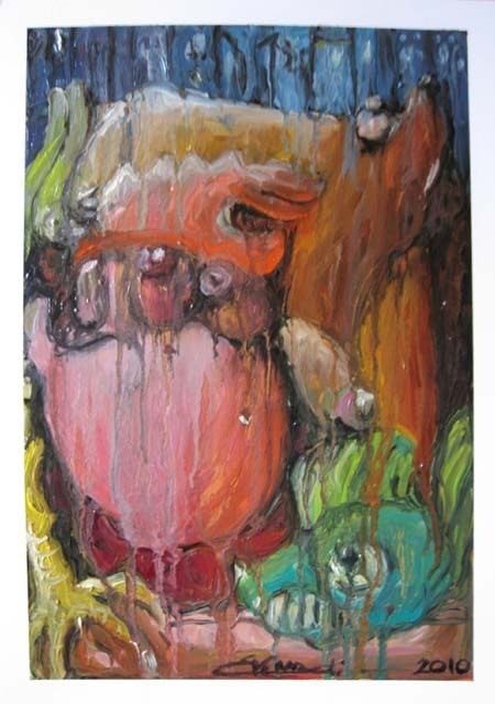 Pintura titulada "L OURSON DE MIEL 30…" por Virgile Bernardi, Obra de arte original, Oleo