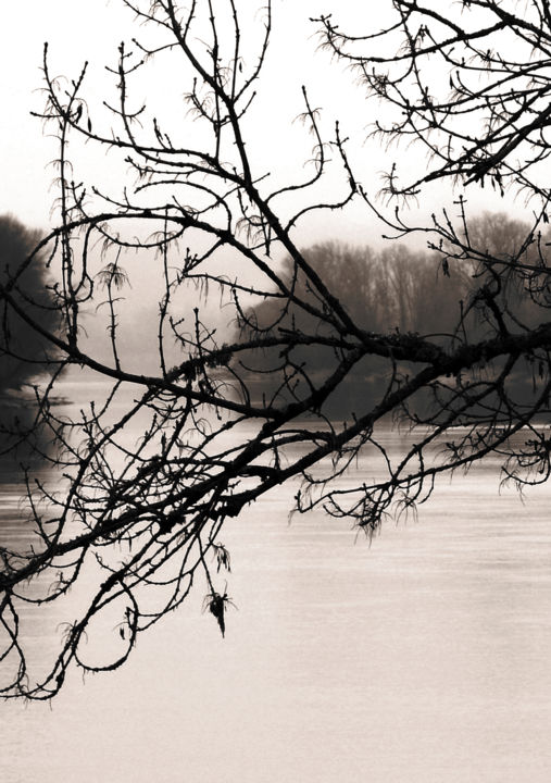 Fotografie getiteld "Winter on river" door Bernard Liotier, Origineel Kunstwerk, Digitale fotografie