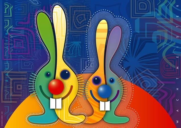 Arte digitale intitolato "Cyberspacebunnies" da Bernd Wachtmeister, Opera d'arte originale, Pittura digitale