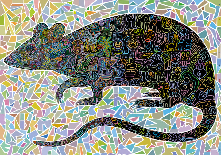 Arts numériques intitulée "Rodent In Transition" par Bernd Wachtmeister, Œuvre d'art originale, Travail numérique 2D