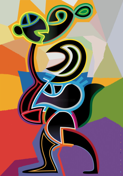 Digitale Kunst mit dem Titel "A Figure With Conne…" von Bernd Wachtmeister, Original-Kunstwerk, 2D digitale Arbeit