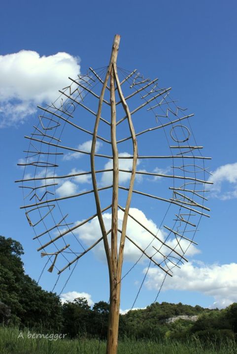 Sculpture intitulée "Plume de paroles 2" par Alain Bernegger, Œuvre d'art originale, Bois