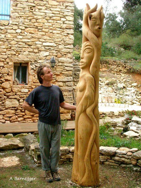 Sculpture intitulée "totem-Guetteur" par Alain Bernegger, Œuvre d'art originale