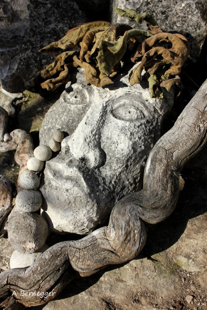 Sculpture intitulée "Visage en pierre" par Alain Bernegger, Œuvre d'art originale