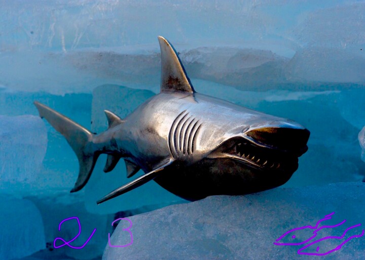 Collages titled "Shark..23" by Bernie Spielmann, Original Artwork, Acrylic
