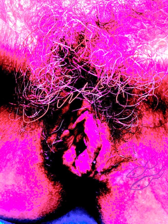 Collages intitulée "Sex…Pink pussy2" par Bernie Spielmann, Œuvre d'art originale, Acrylique