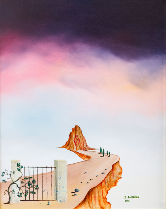 Painting titled "the gate" by Bernard Jageneau, Original Artwork, Oil
