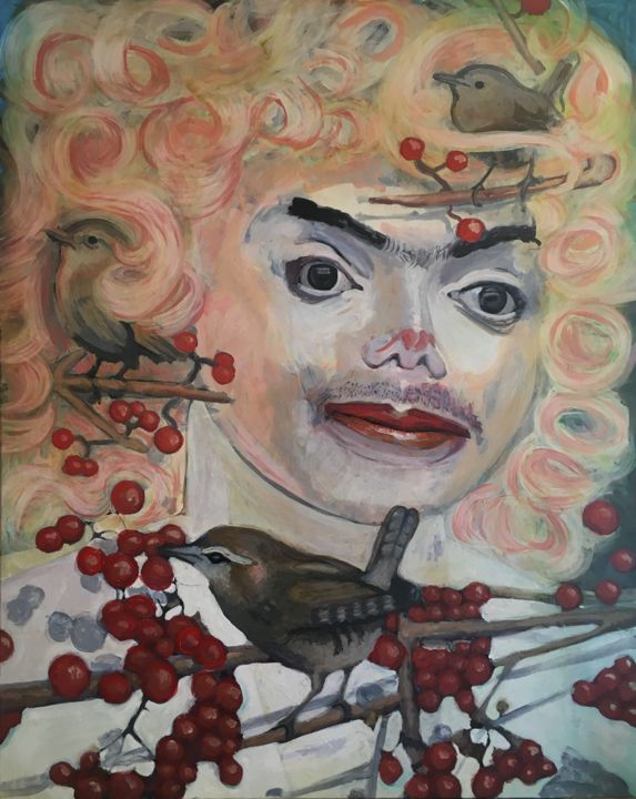 Painting titled "Just Like Frida, MJ" by Bert Lepel, Original Artwork, Acrylic