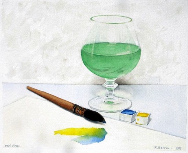Peinture intitulée "Verre d'eau" par Roland Bertin, Œuvre d'art originale