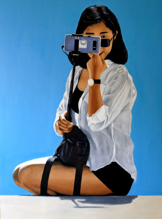Painting titled "Selfie" by Bert Coppens, Original Artwork, Acrylic