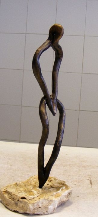 Sculpture titled "Loneliness" by Bertalan, Original Artwork, Metals