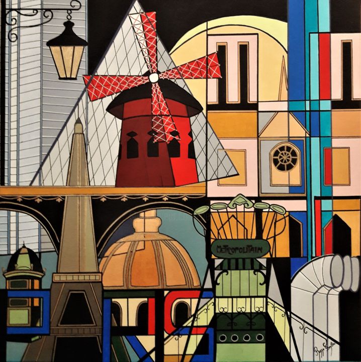 Painting titled "PARIS" by Berthe Rosso, Original Artwork, Acrylic