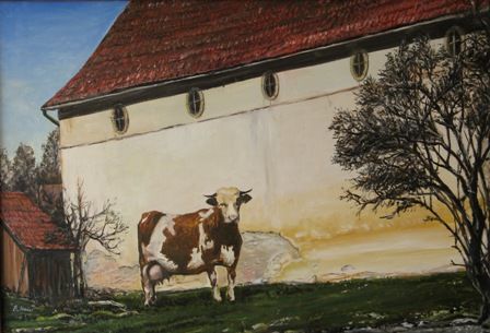 Painting titled "Maßhalderkuh" by Berthold Maier, Original Artwork