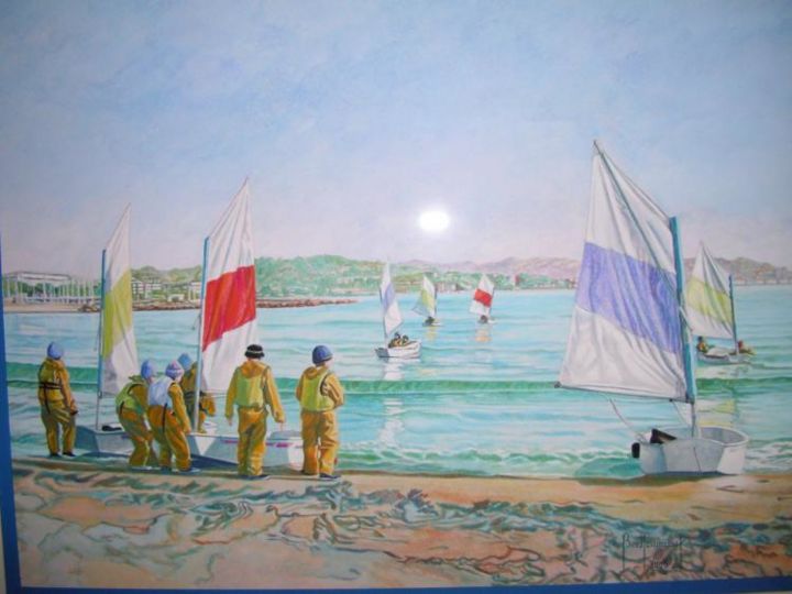 Peinture intitulée "jeux d'eau" par Berthoumieux, Œuvre d'art originale, Gouache