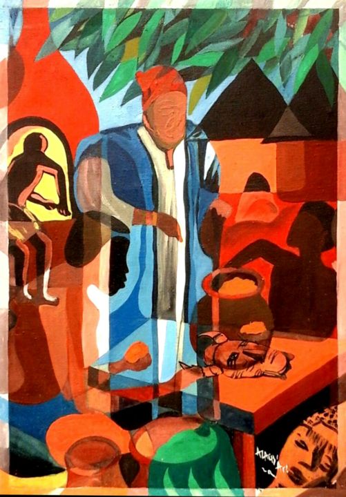Painting titled "Les  fondeurs" by Azagb' Art, Original Artwork, Oil
