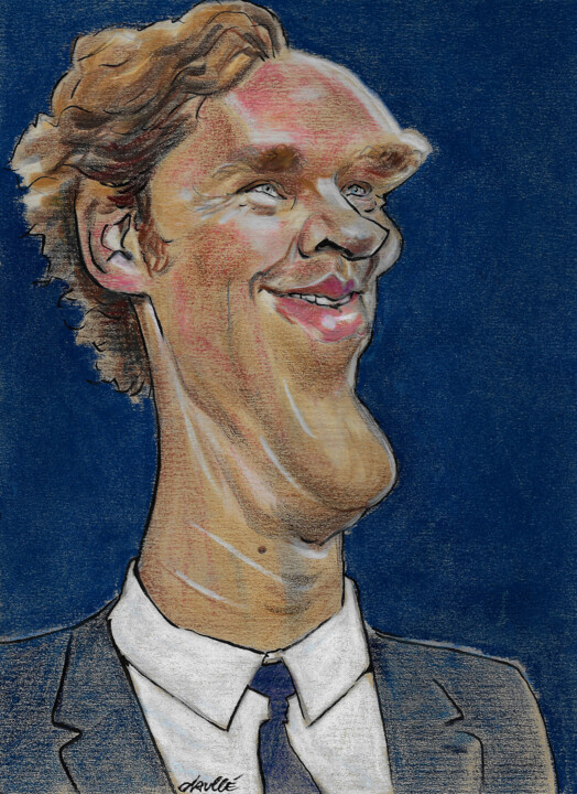 Painting titled "Benedict Cumberbatch" by Bertrand Daullé, Original Artwork, Pastel