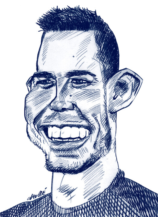 Drawing titled "Lucas Hernandez" by Bertrand Daullé, Original Artwork, Pencil