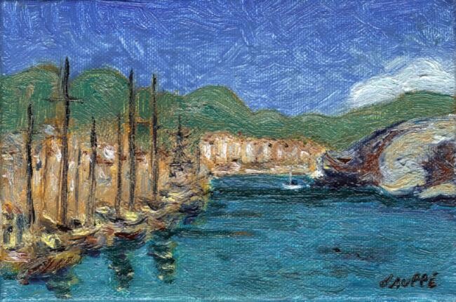 Peinture intitulée "Marseille vue du Po…" par Bertrand Daullé, Œuvre d'art originale, Huile