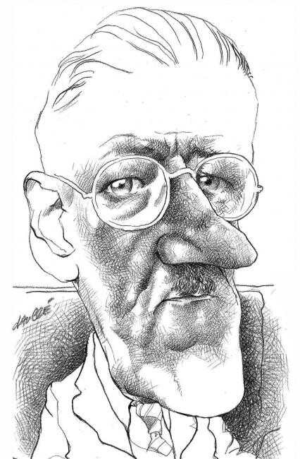 Peinture intitulée "James Joyce, writer" par Bertrand Daullé, Œuvre d'art originale, Autre