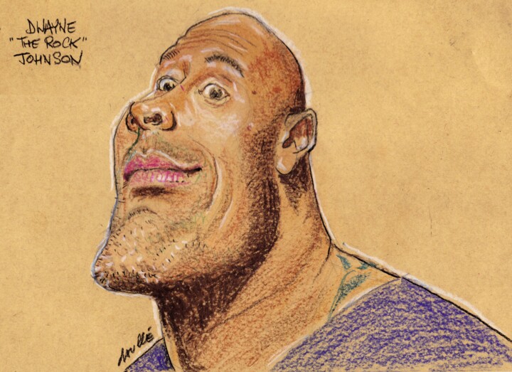 Drawing titled "Dwayne Johnson" by Bertrand Daullé, Original Artwork