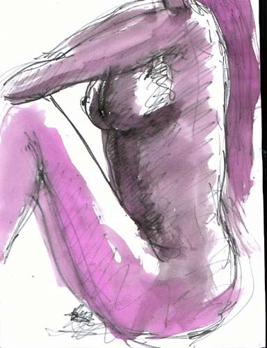 Pittura intitolato "nude study" da Bertrand Eberhard, Opera d'arte originale