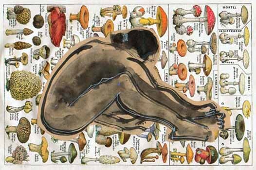 Painting titled "mushrooms lady" by Bertrand Eberhard, Original Artwork