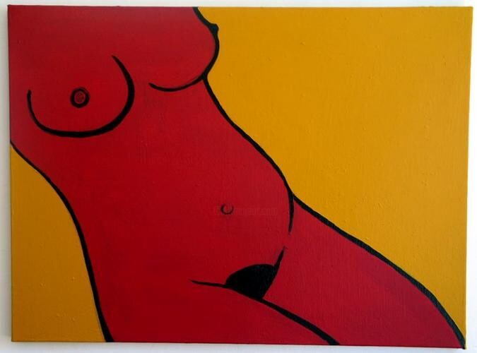 Painting titled "rednude2004" by Bertrand Eberhard, Original Artwork, Acrylic