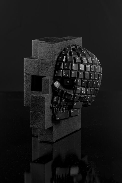 Γλυπτική με τίτλο "Azerty Pix 1" από Bertrand Grégoire, Αυθεντικά έργα τέχνης, Ρητίνη