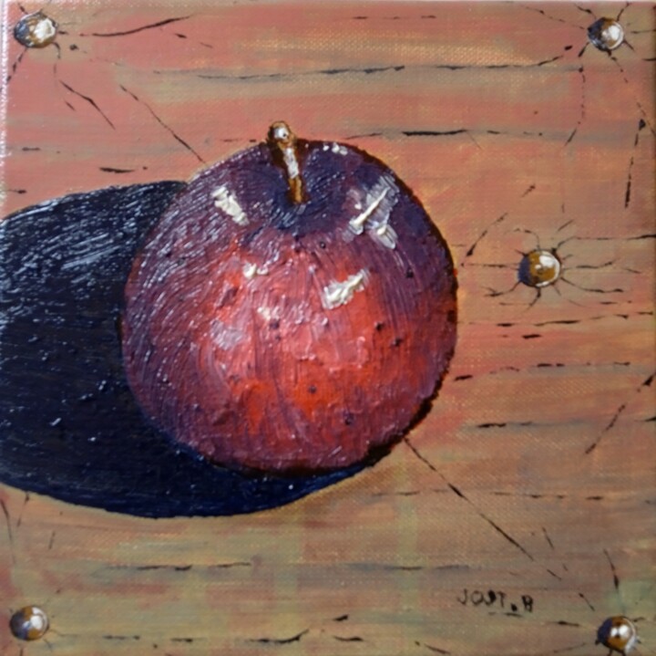 Peinture intitulée "La pomme 1 ." par Bertrand Jost, Œuvre d'art originale, Huile Monté sur Châssis en bois