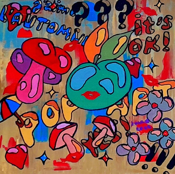 Malerei mit dem Titel "J'aime l'automne ." von Bertrand Jost, Original-Kunstwerk, Acryl Auf Karton montiert