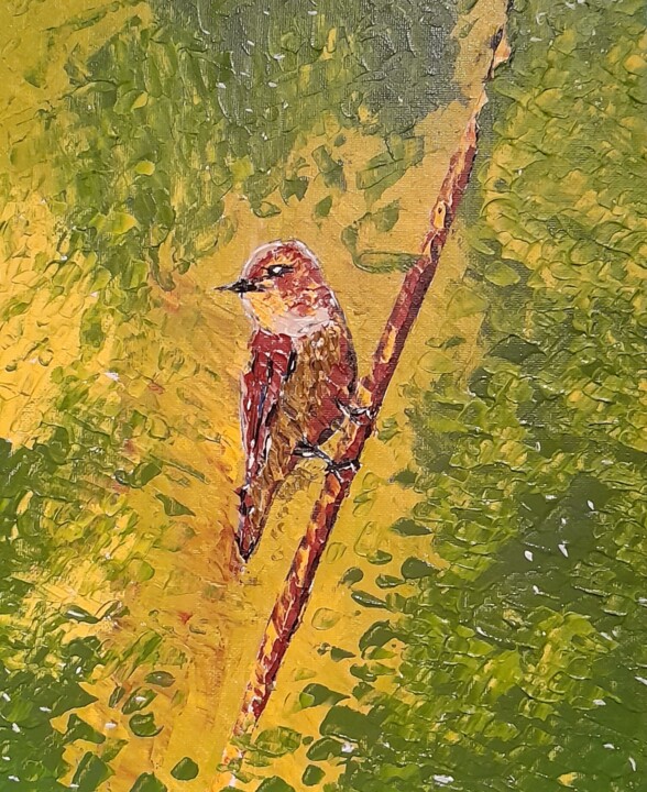 Peinture intitulée "Les oiseaux du jard…" par Bertrand Jost, Œuvre d'art originale, Acrylique Monté sur Carton