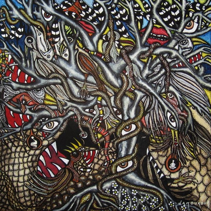 Painting titled "L'arbre de vie" by Bertrand Lamouroux, Original Artwork, Acrylic