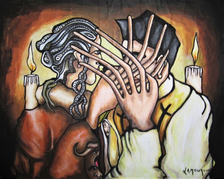 Painting titled "Confession" by Bertrand Lamouroux, Original Artwork, Acrylic