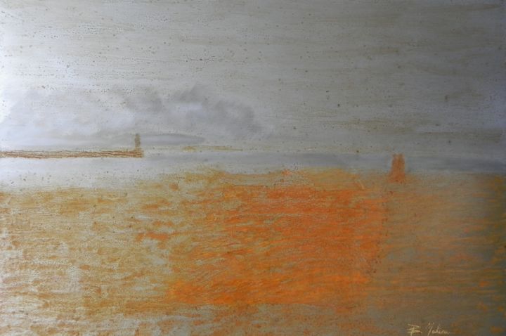 Painting titled ""horizon-mer 3"" by Bertrand Mahieu, Original Artwork