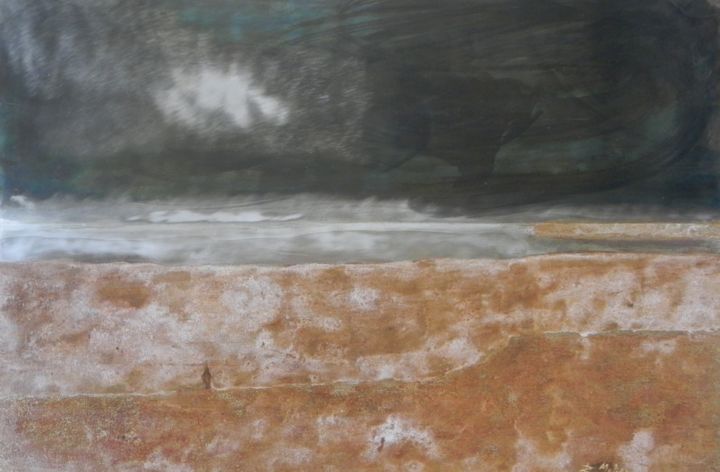 Painting titled "Horizon-ciel-orage-3" by Bertrand Mahieu, Original Artwork
