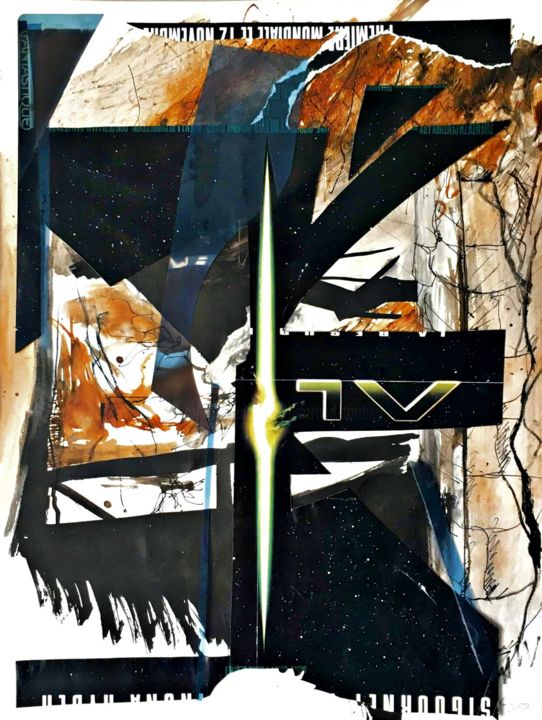 Collages intitulée "Experimentation Sep…" par Bertrand Tardieu, Œuvre d'art originale, Encre