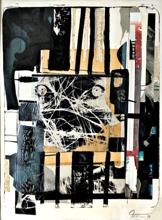 Colagens intitulada "Réminiscence Frater…" por Bertrand Tardieu, Obras de arte originais, Colagens