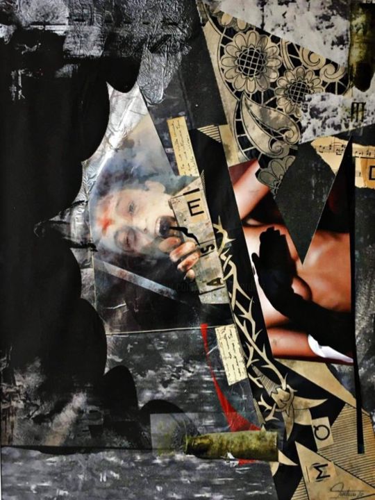 Collages intitulée "Stygiophobie Obsess…" par Bertrand Tardieu, Œuvre d'art originale, Collages