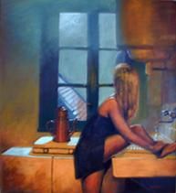 Painting titled "Toilette" by Laurent Blondeau, Original Artwork, Oil